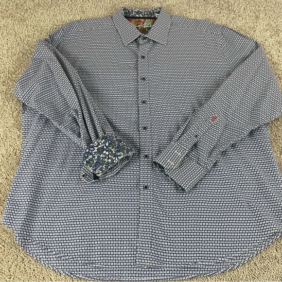 Robert Graham Men’s 3XL Button Down Shirt Bold Check Print Contrast Cuffs T197 - Picture 1 of 16